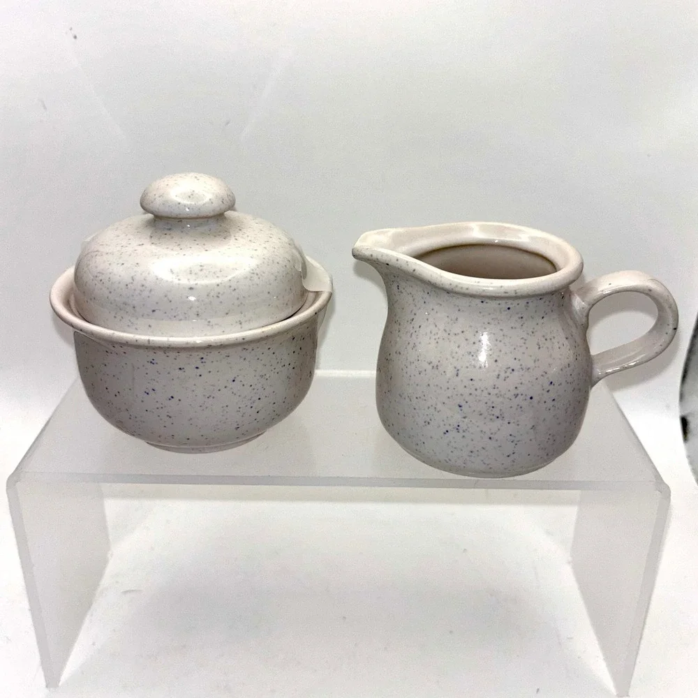 Vintage East German Speckled Creamer & Sugar Bowl Set DDR 1970s Made Germany